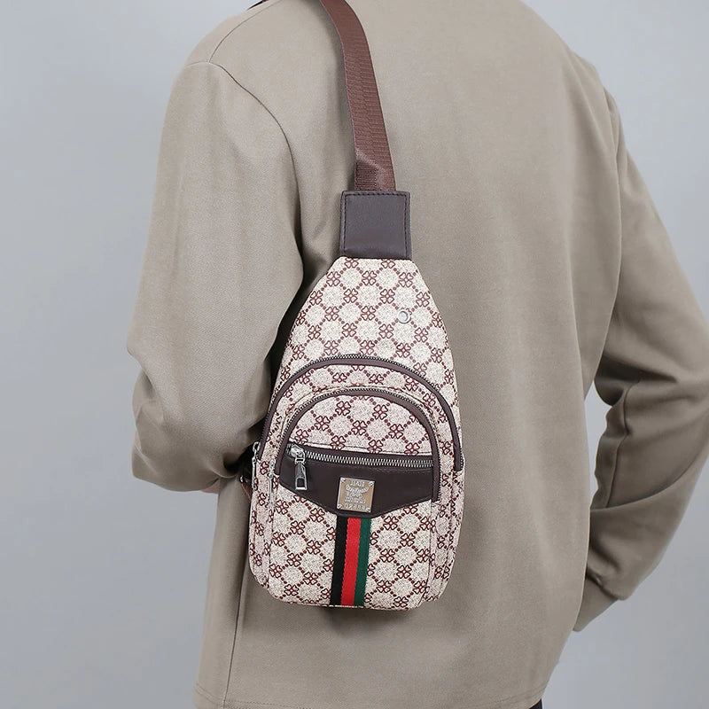Men's Multifunction Messenger Bag Shoulder Cloth Chest Bags Crossbody Casual  Handbag with Earphone Hole