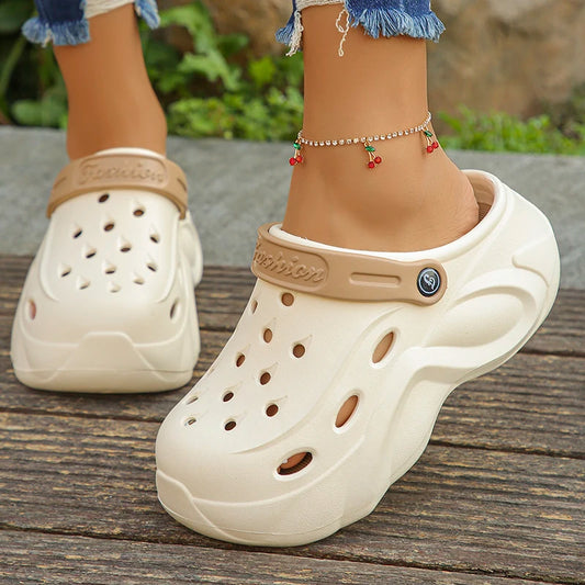 Closed Toe Chunky Platform Sandals Woman 2024 Thick Bottom Non-Slip Beach Sandalias Mujer Summer Hollow Out Soft Casual Shoes