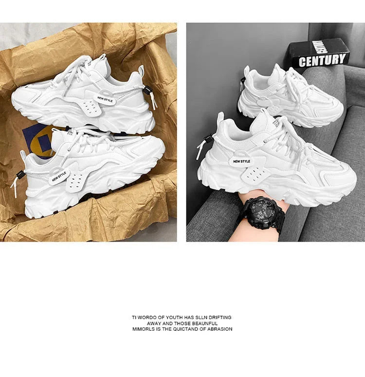 Men Sneakers Mesh Men Shoes PU Leather Platform Casual Sneakers Increased Vulcanized Shoes Light Running Shoes Tenis Masculino