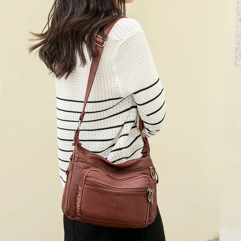 Women Bag 2023 New Fashion Middle-aged Handbag Multi-pocket Practical Messenger Vintage Shoulder Bag Hobos Trend Crossbody Pack