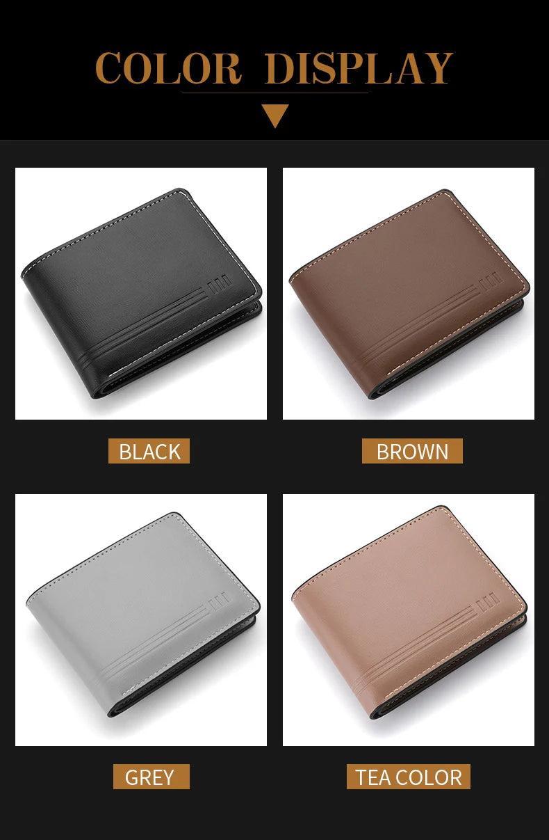Men's Business Retro Short Wallet PU Leather Zipper Coin Purse Multi-Slot Multi-Functional Men's Wallet