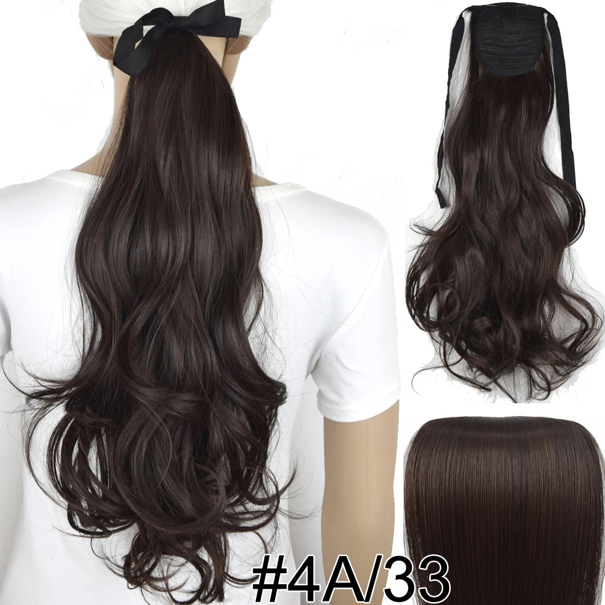 TOPREETY  Synthetic Hair Fiber Heat Resistant Wavy Ribbon Clip in Ponytail Extensions 1008