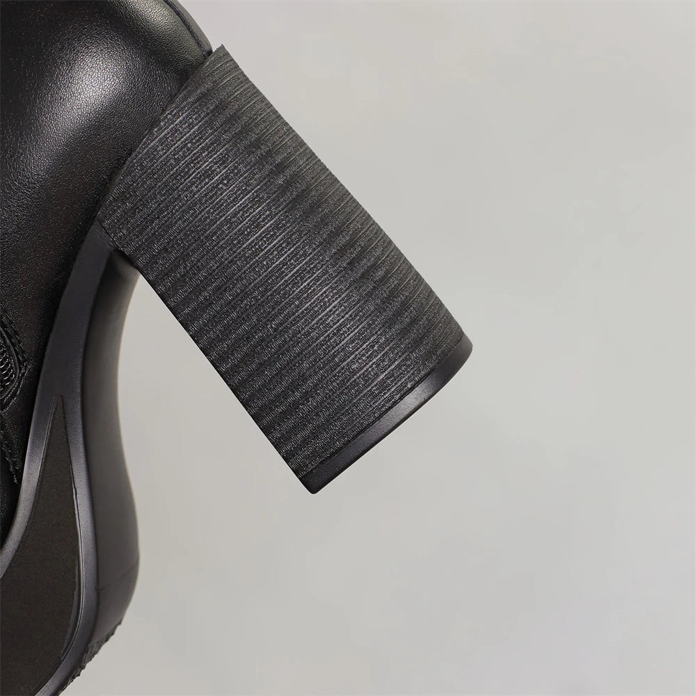 2025 NEW Brand Women Autumn Winter Boots Sexy High Heels Platform Black Brown Side Zip Shoes Woman Ankle Boots Size 33-41