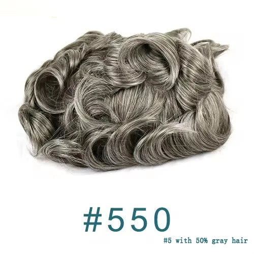 80%Density Natural Hairline 0.02mm Ultra Thin Skin Invisible Mens Toupee Brown Blonde Grey Human Hair Capillary Prosthesi System