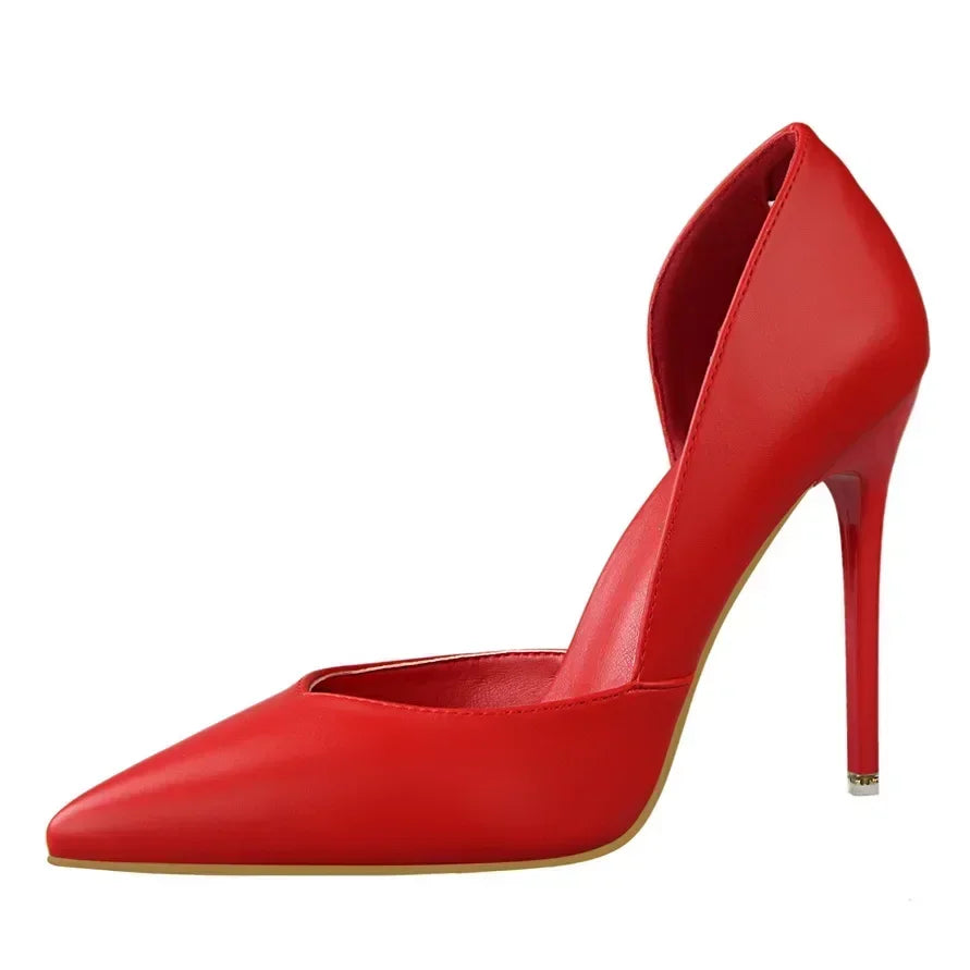 Summer Women Office Work 10.5cm High Heels Nightclub Leather Pumps Lady Fashion Concise Yellow Red Shoes Party Stiletto Heels