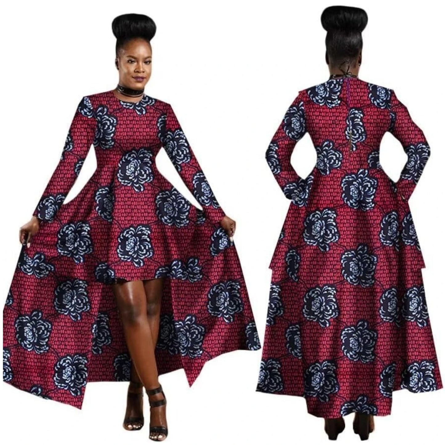 African Dresses for Women Dashiki Kente Style Print Dress Cotton Wax Print Sexy Maxi Long Dress for Ladies Africa Clothes WY1268