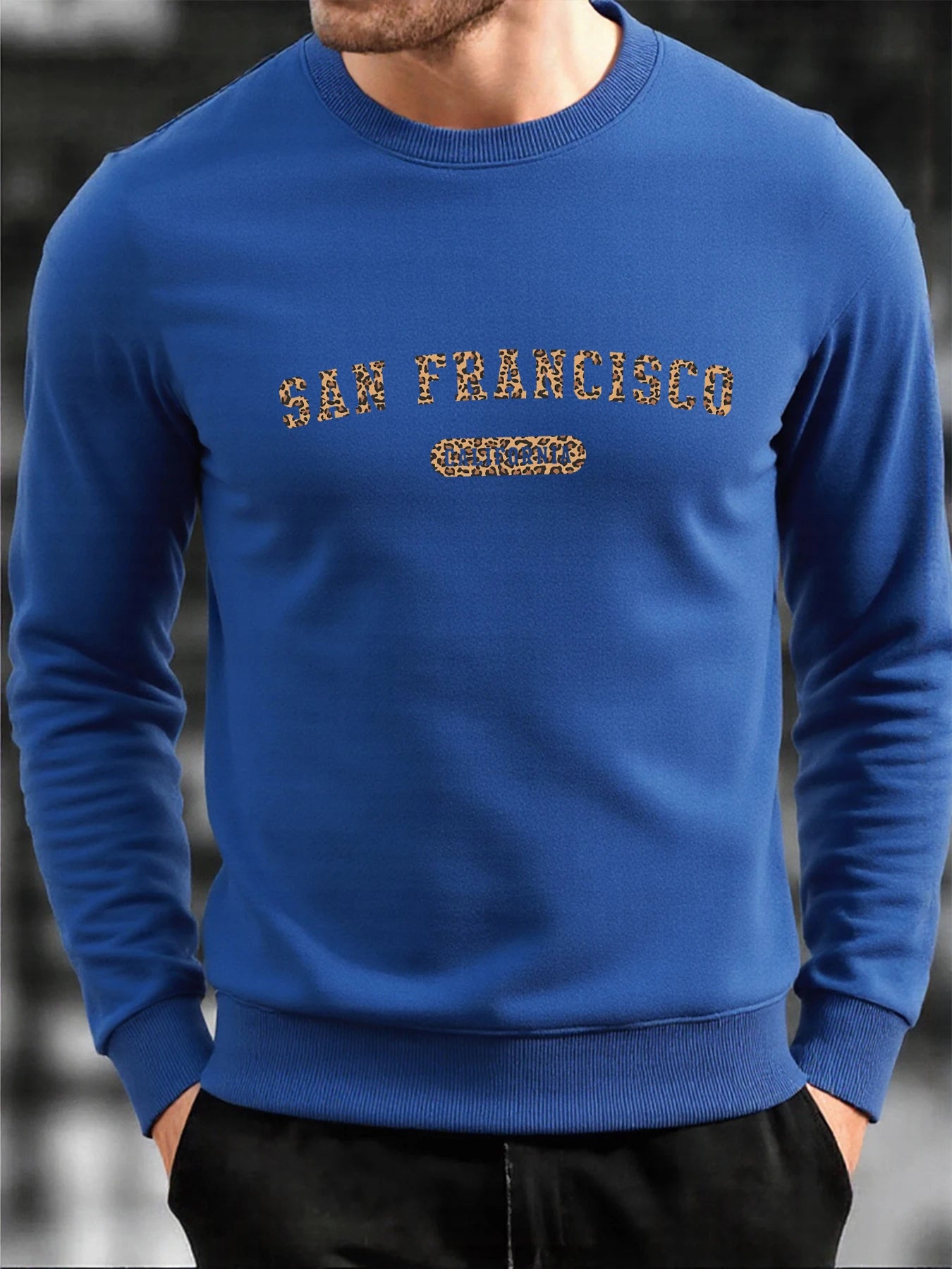 San Francisco California Print Men Hoodless Shirt Soft Loose O-Neck Sweatshirt Fashion Fleece Pullover Autumn Male Tracksuit