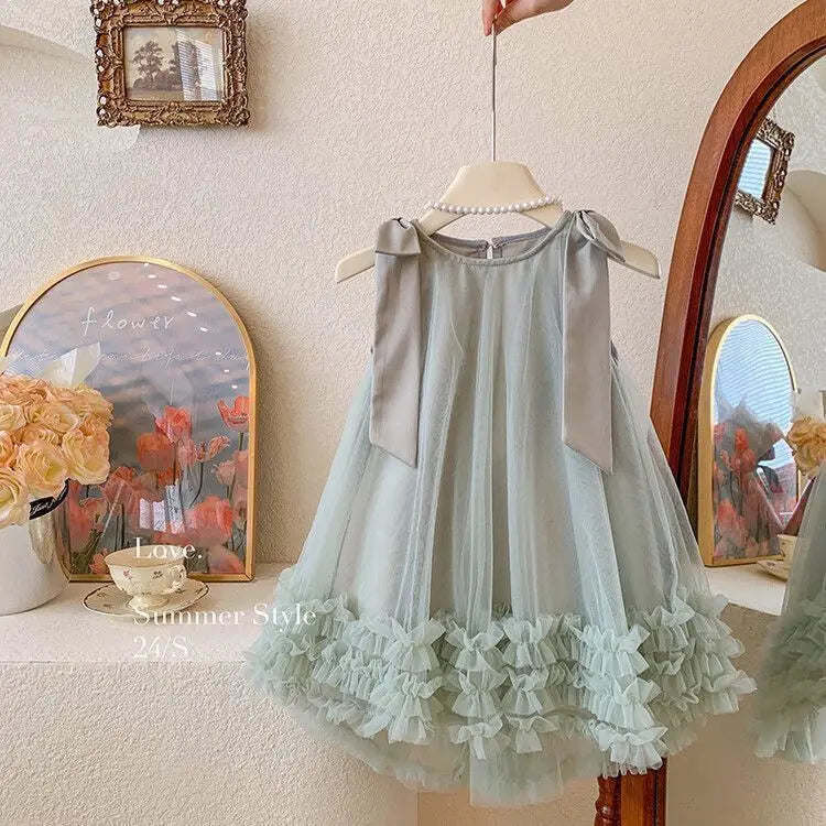 Kids Vintage Dress Girl Dress Summer Clothes Fashion Children's Net Yarn Dress Kids Girls Dresses for School Wedding of 8 Years