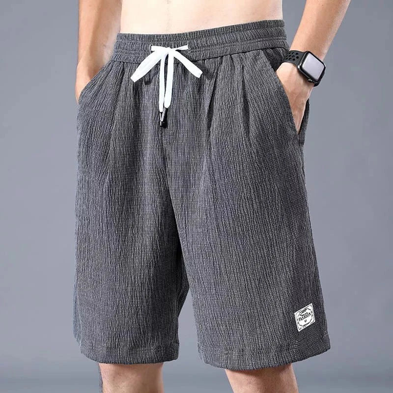 Ice Silk Shorts Men's Thin Sports Cropped Pants Loose Straight Leg Cool Breathable New Fashion Trend Casual XL-XXXL