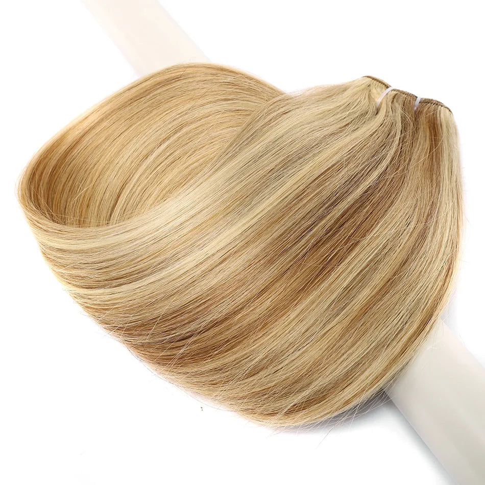 Straight Human Hair Weave Extensions Ombre Blonde Bundles Extensions 100g/Pcs 16"-28"  Straight Remy Skin Double Weft Hair