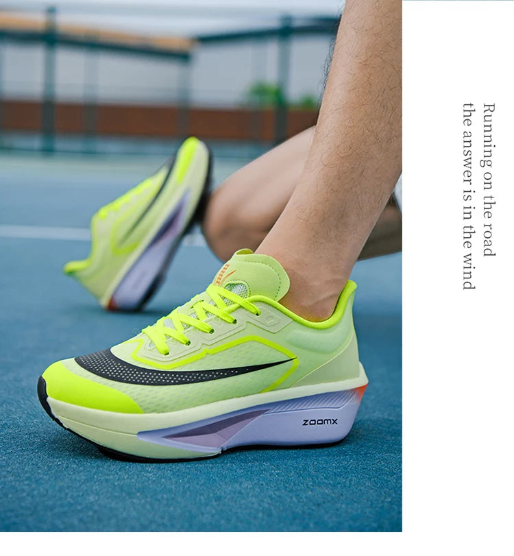 Brand Men's Carbon Plate Running Shoes Soft Cushion Shock Absorbing Sports Shoes Unisex Sneakers Light Anti-Slip Training Shoes