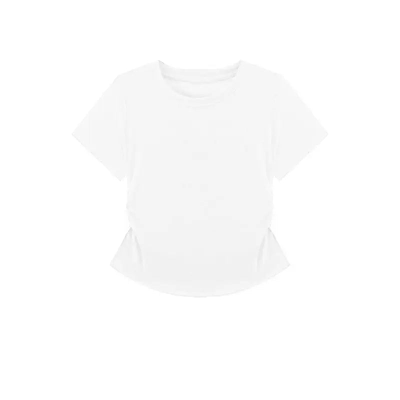 Women Summer Short Sleeve Top Slim Fit Round Neck Tee Breathable Casual