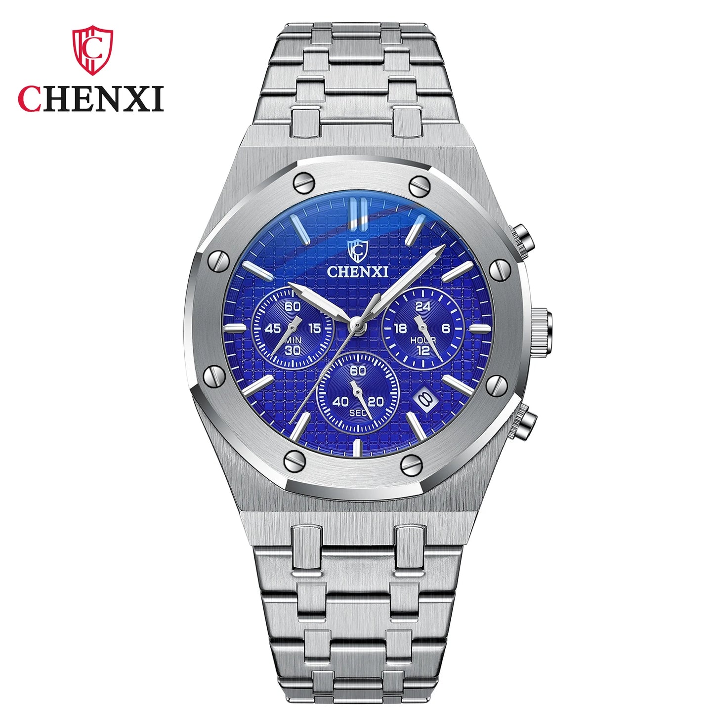 CHENXI Luxury Business Stainless Steel Men's Watches Quartz Movement Waterproof Round Dial Multifunctional Watch for Men