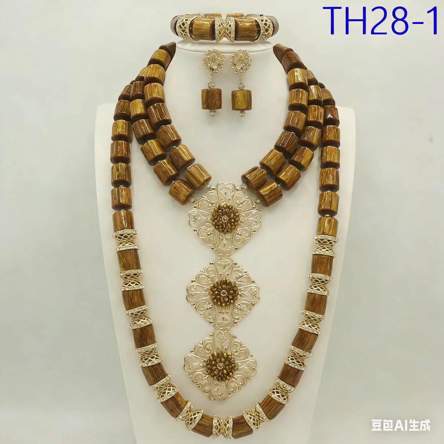 african fashion beads jewlery set bridal gold planted jewelry set Nigeria beads set