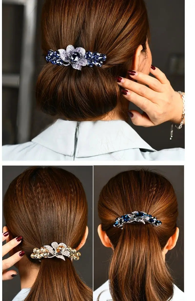 Korean Style Rhinestone Floral Hair Clip Mother Headdress Headpiece Female Hair Accessories Temperament Barrettes Hairpins BAZAARHUBO