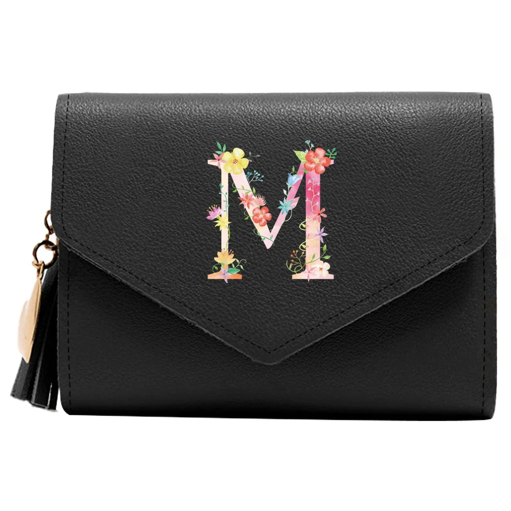 Purse Female Mini Wallet Cute Purse Pink Letter Pattern Slim Wallet RFID Blocking Credit Card Holder Coin Pocket ID Window