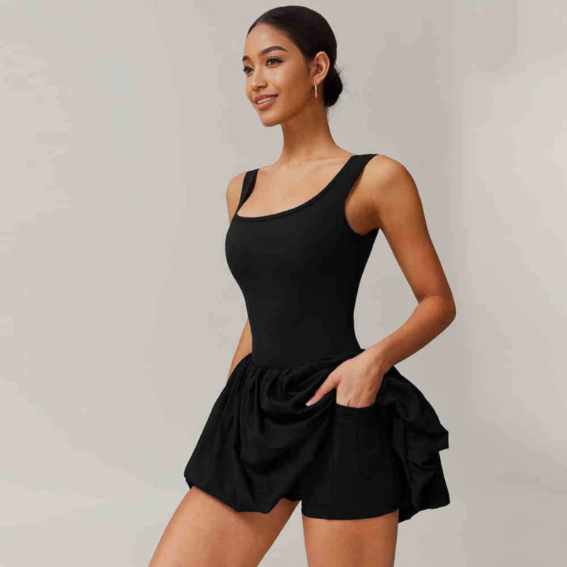 2025 New Women Yoga Jumpsuit Set Sexy Anti Glare One-Piece Jumpsuit Dance Ballet Sports Dress Gym Push up Running Tennis Sports