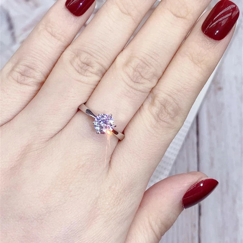 CC 1 Carat Wedding Rings For Women Silver Color White Cubic Zirconia Stone Engagement Jewelry Fashion Accessories Gift CC633