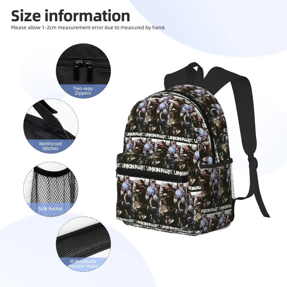 L-Linkin-S P-Park-S Band Student Backpack School Bag Hiking Travel Daypack for Boys Girls Fashion Bookbag Shoulder Bags