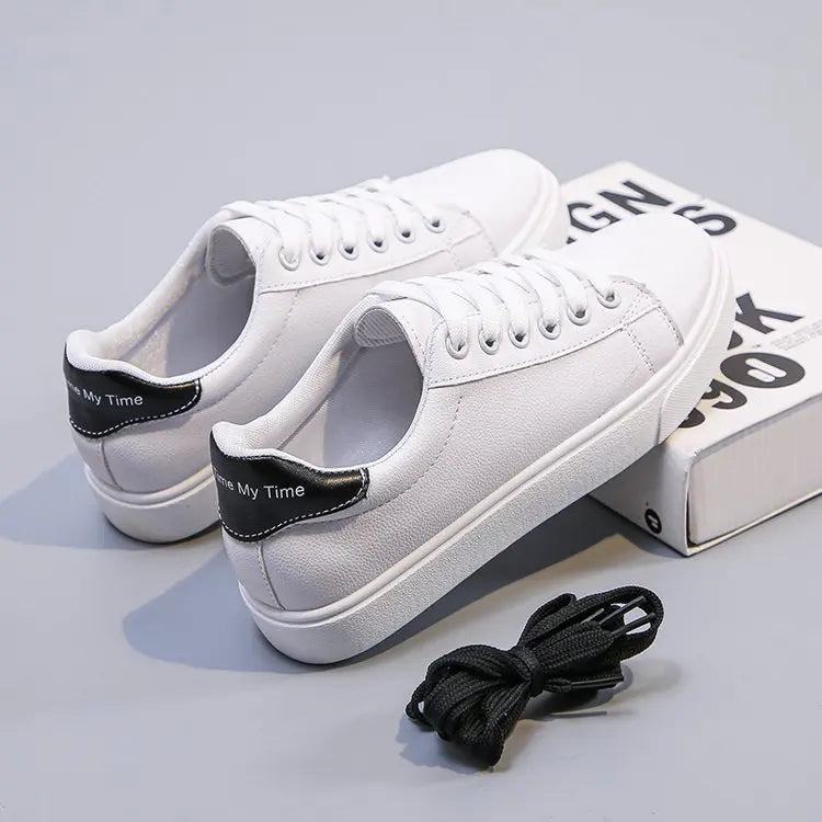 Women's Vulcanize Shoes PU Leather White Shoes New Fashion Platform Shoes Solid Color Casual Shoe Classic Women Sneakers Zapatos