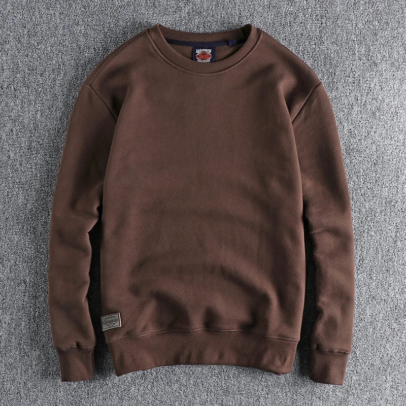 New autumn and winter cashmere padded solid color round neck sweater men Joker youth Roman fleece pullover