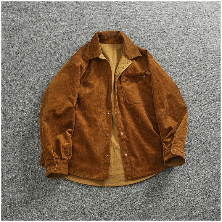 Reversible A+B fabric outdoor functional cargo jacket men's loose pocket lapel retro American casual jacket