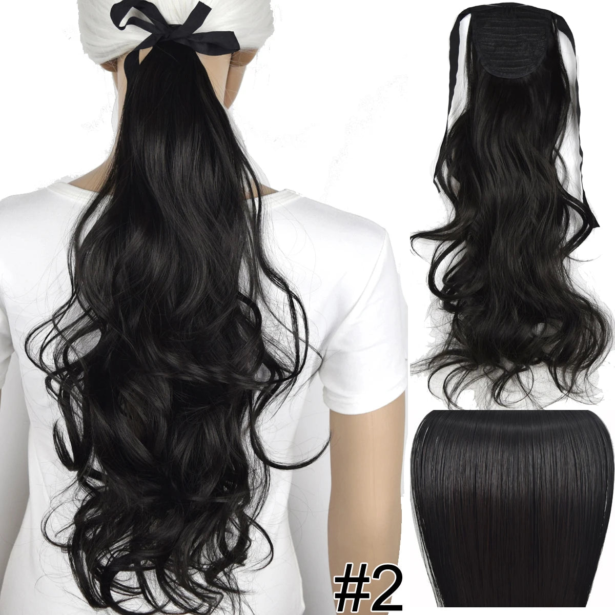 TOPREETY  Synthetic Hair Fiber Heat Resistant Wavy Ribbon Clip in Ponytail Extensions 1008