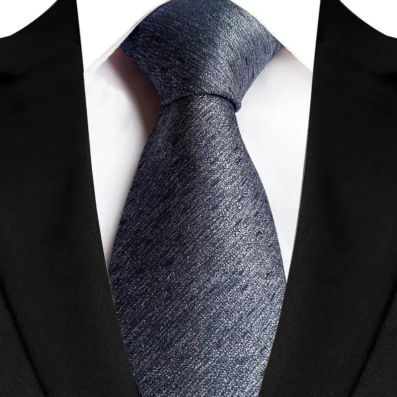 Classic 8CM Polyester Ties For Men Formal Business Silver Gray Paisley Stripes Dot Neckties Handmade College Shirt Neckwear BAZAARHUBO
