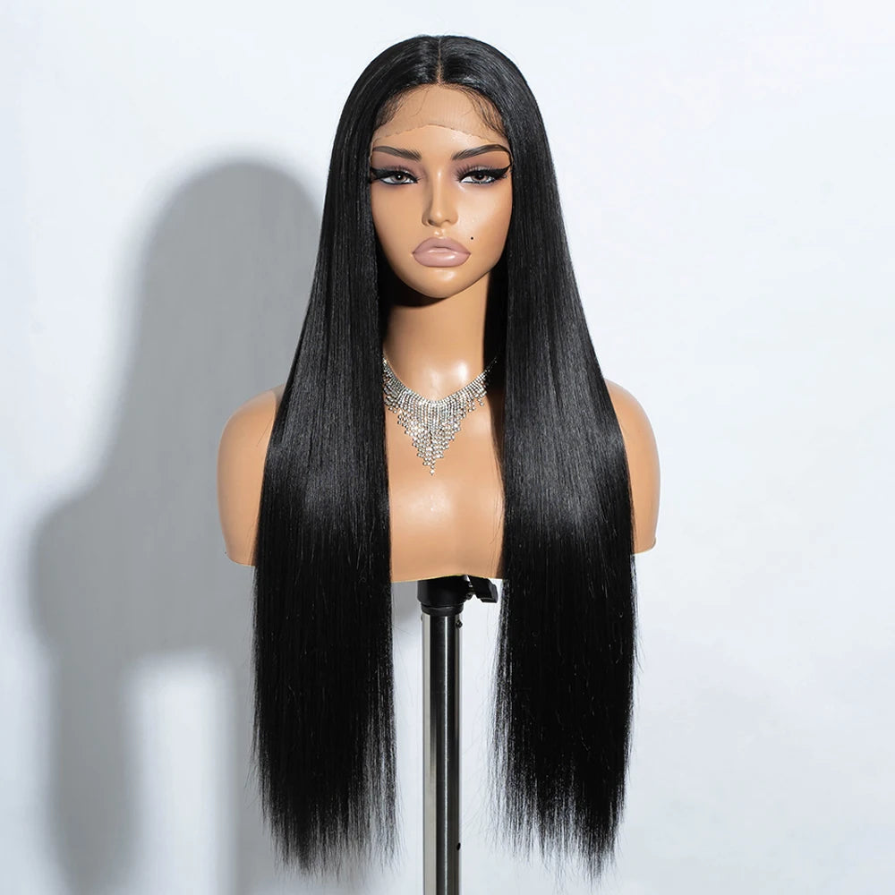 Synthetic Lace Front Wigs Warm Brown Black Color Hair  30" Long straight Wig For Women Lace Wig Heat Resistant Cosplay Wigs