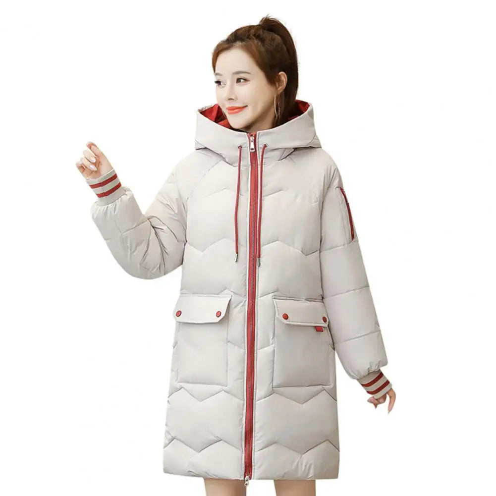 Women Long Hooded Down Cotton Coat Winter Thick Warm Parka Jacket