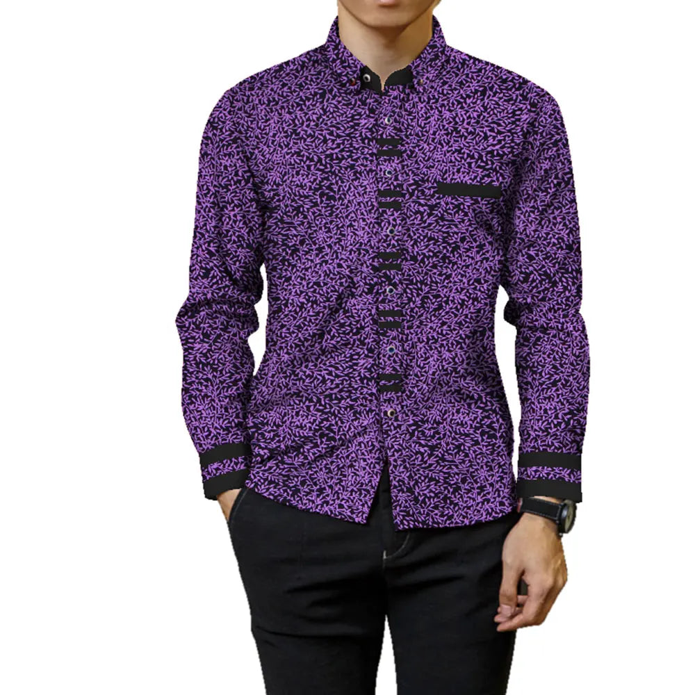 Fashion Mens Africa Festive Clothing Ankara Clothes African Print Tops Long Sleeve print Cotton patchwork T-shirt wyn905