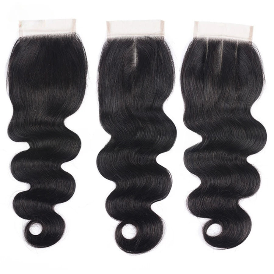 20 Inch Straight Body Wave Deep Curly 4x4 Transparent Lace Closure Pre-Plucked Raw Indian Hair Natural Color 150% Density