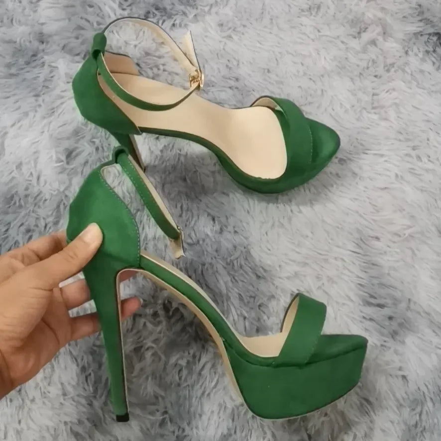 New Women Sandals Sexy 14cm Supper Flash High Heels Patent Leather Open Toes Platform Sandal Nighclub Party Red Wedding Shoes