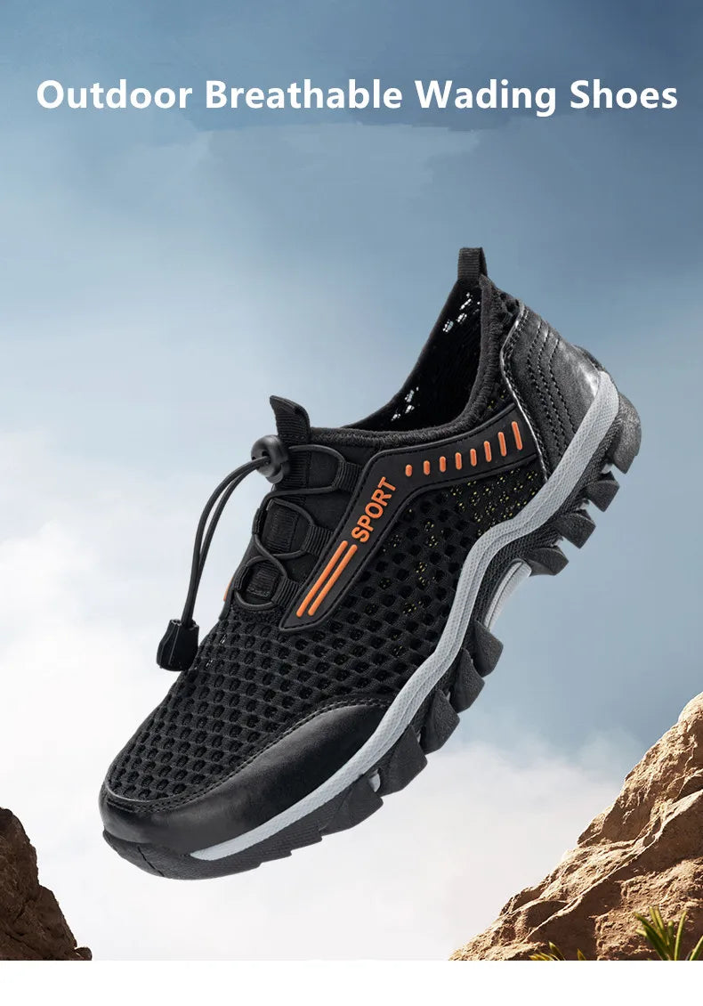 Breathable Mesh Men's Sneakers Outdoor Shoes For Men Summer Hiking Shoes Big Size 39-47 Wading Shoes Athletic Walking Shoes