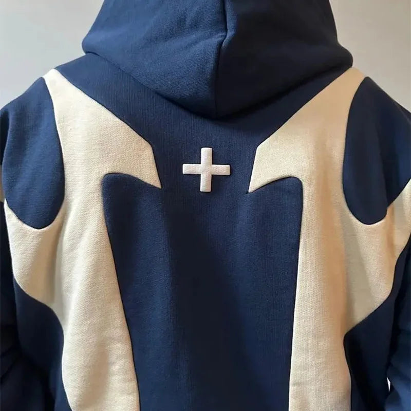 Retro Letter Printed Devil Pattern Hoodie Y2K Harajuku Zip Up Sweatshirt