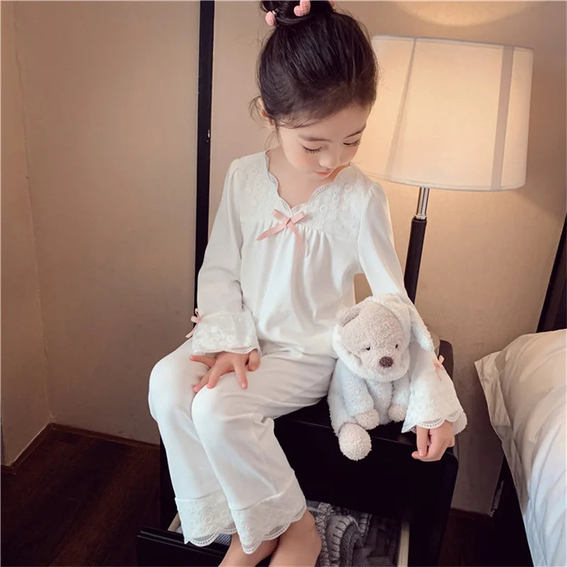 Baby Girls Sets 2025 Spring Autumn Kids Suit New Children Bow Sweatshirt +Sweatpants 2Pcs Outfits Girl Casual Clothing 2-8 Years