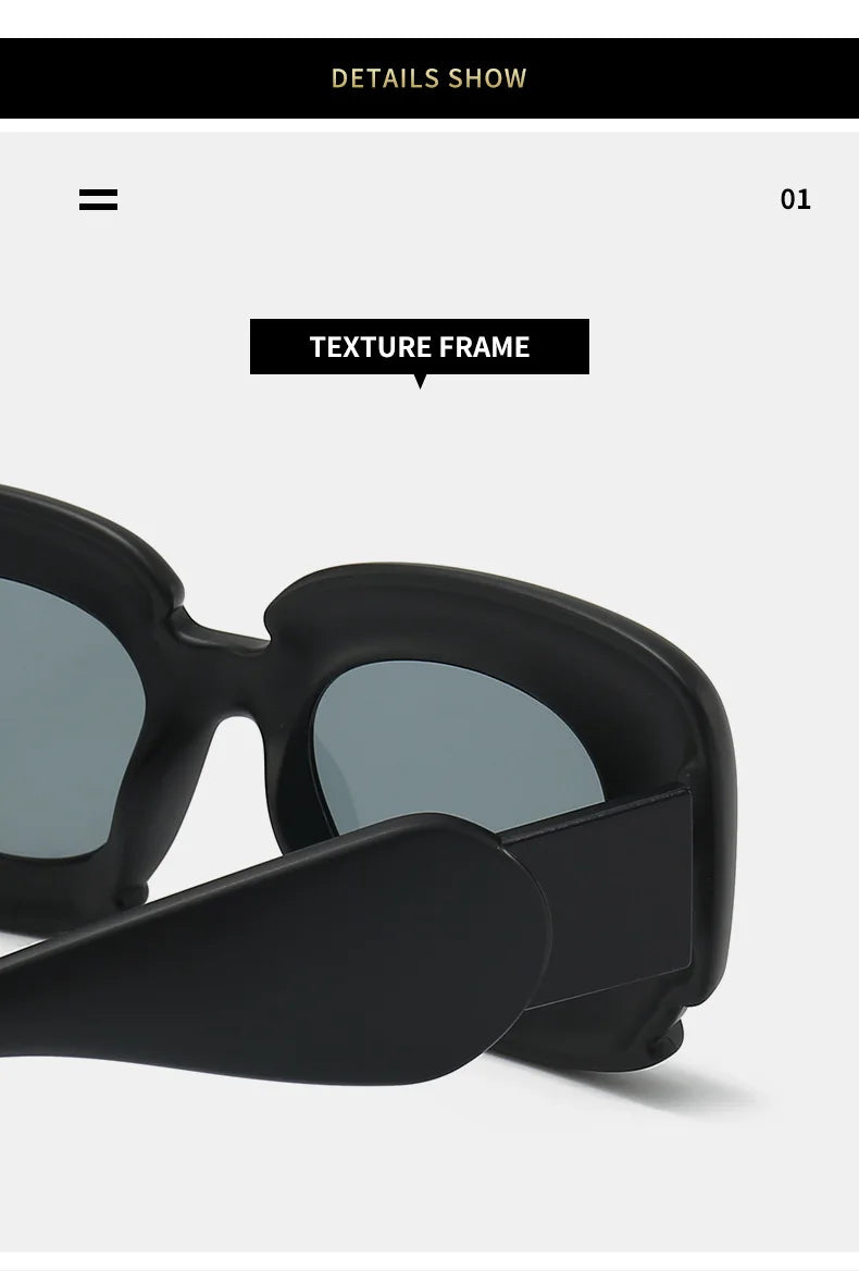 KAMMPT Square Women Sunglasses 2023 New Oversized Cloud Shape Rim Shades Ins Trendy Luxury Brand Design UV400 Protection Eyewear BAZAARHUBO