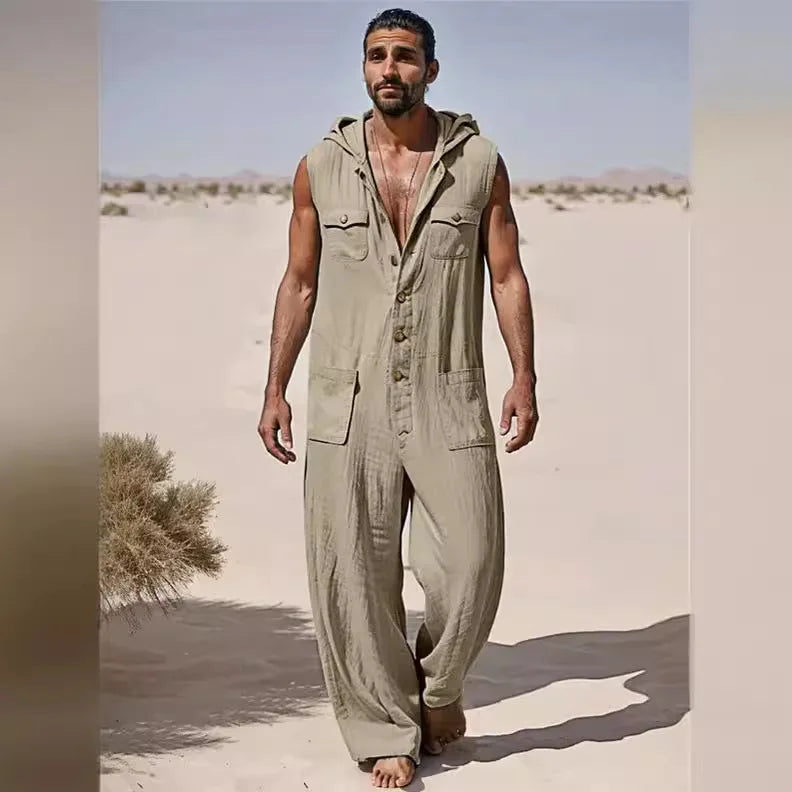European  American Men's Street Fashion Workwear Jumpsuit Summer Thin Breathable Casual Sportswear 2025 New Style
