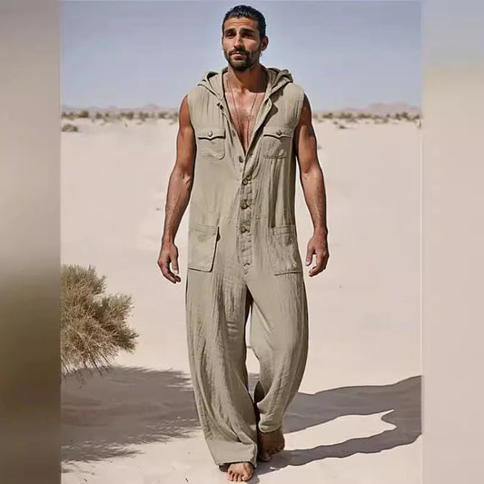 European  American Men's Street Fashion Workwear Jumpsuit Summer Thin Breathable Casual Sportswear 2025 New Style