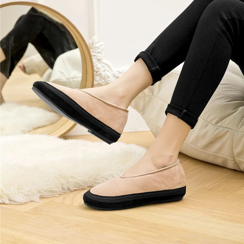 AIYUQI Flat Snow Boots Women's Genuine Leather 2025 Large Size Non-slip Women's Winter Shoes Comfortable Warm Women Ankle Boots