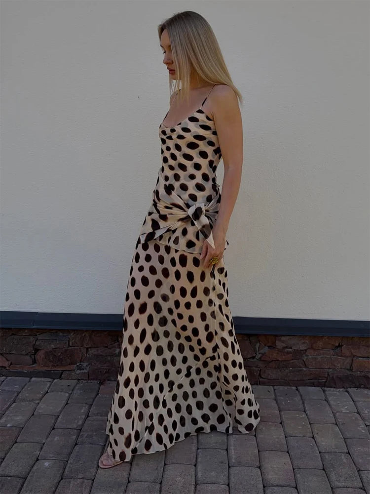 Retro Polka Dot Sling Maxi Dress Woman Sexy U-neck Sleeveless Waist-cinching Bodycon Dresses 2026 Summer Party Vacation Robes