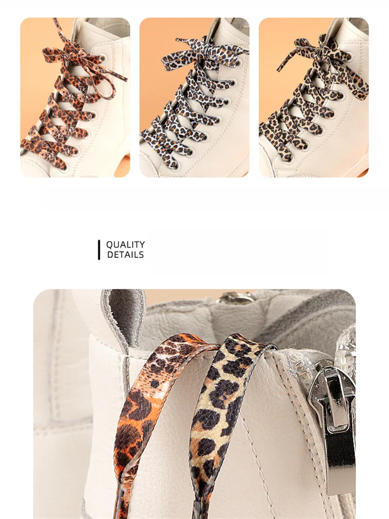1Pair 80/120/160CM Classic Leopard Patten Print Shoelace Creative Unisex Trainers Canvas Shoe Lace Flat Shoelaces Shoes Strings