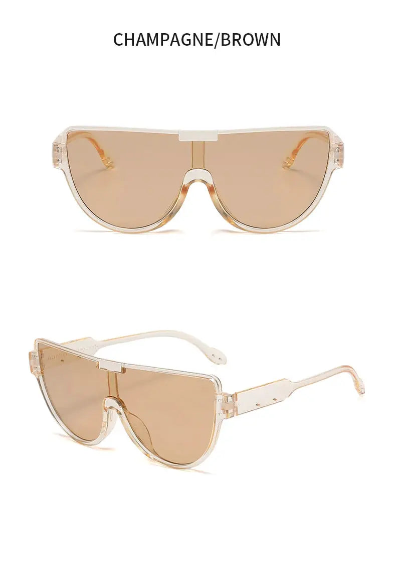 Fashion New Retro Oversized Sunglasses Women Integrated Frame Eyeglasses Punk Style Street Photography Glasses BAZAARHUBO