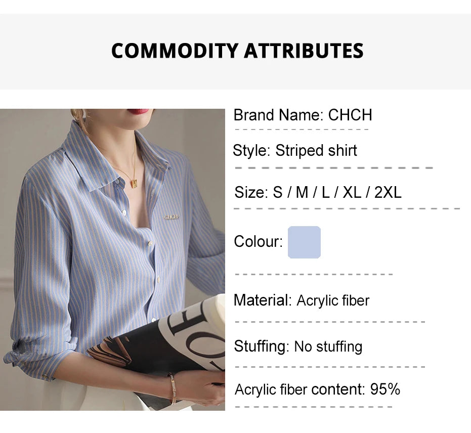 Long Sleeved Women's Shirt New Popular Classic High Grade Female Shirt Vintage Elegant Stripe Versatile Office Lady Fashion Tops
