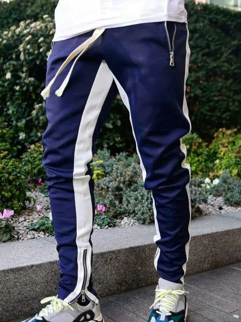 Men's casual and fashionable long pants, tight fitting gym sports pants, street wear, runners' small foot sports pants