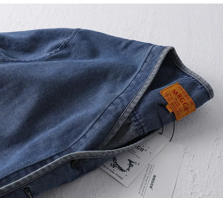 Amekaji Japan Retro Heavy Washing Workwear Clothes 100% Cotton Denim Jacket Men's Trendy Cardigan Top Taoist Robe Men's Jacket