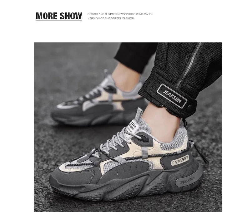 New Summer Mens Sports Running Shoes Casual Versatility Breathable Heightened Sneakers Comfortable Lace-up Shoes Tenis Masculino