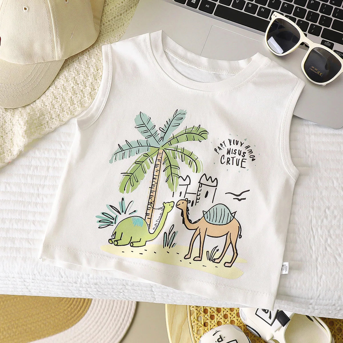 Kids Cartoon Tank Sleeveless Top Children Breathable Cotton T-shirt Vest Summer New Fashion Clothing