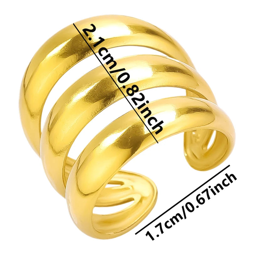 1/2/3pcs Mix Color Chunky Wide Ring Open Stainless Steel Rings For Women Men Accessories Irregular Surface Kpop Fashion Jewelry