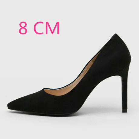 2025 Flock Leather Heels Women Pumps Bucket Pointed Toe High Heels Sexy Lady Shoes Thin Heels Chaussure Femme Autumn